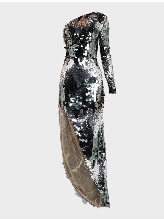 Bronx and Banco Dresses & Skirts - Bronx and Banco Silver One-Shoulder Sequin Gown